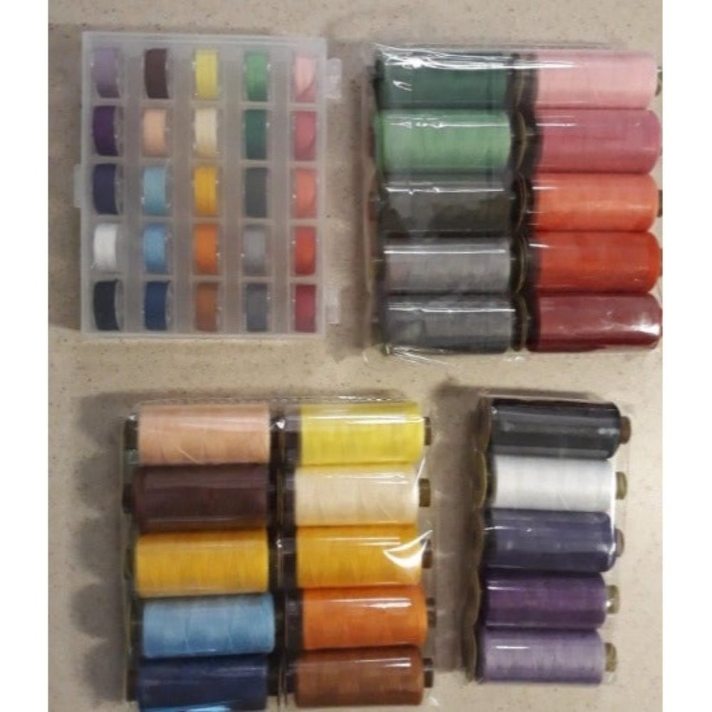 50Pcs Bobbins Sewing Threads Kit, 400 Yards per Polyester Thread Spools,25 Color